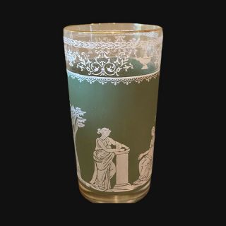 Vintage Grecian Hellenic Pattern Wedgewood Green Glass With 22K Gold Trim 2