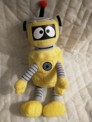 Yo Gabba Gabba Plex Plush 9” Toy Beanie Robot Yellow Black Stuffed