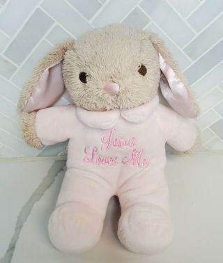 Dan Dee Bunny Rabbit 10” Plush Sings Jesus Loves Me Pink Pjs Stuffed Plush