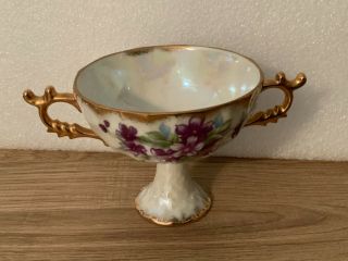 Vintage Royal Sealy Japan Tea Cup Lusterware - Purple Violets.  Gold Trim.  Wow