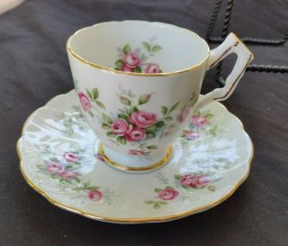 Aynsley England Bone China 31 Grotto Rose 185 Teacup Cup & Saucer Demitasse Demi