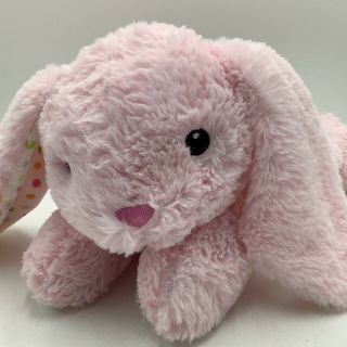 Dan Dee Pink Polka Dot Bunny Rabbit Plush Soft Toy Laying Down 12 