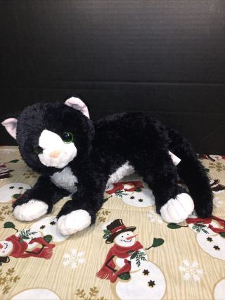 Vguc - 14” 2016 Ty Classic Shadow Black White Cat Plush Stuffed Laying Flat