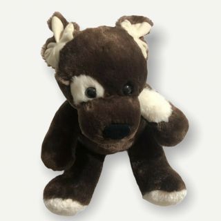 Build A Bear Dog Puppy Plush 11” Floppy Ear Tongue Out Dark Brown White Spot Toy