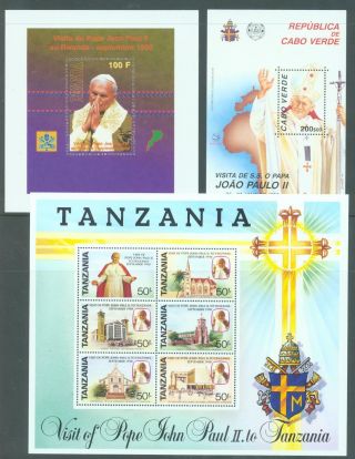 Thematic Popes Visit To Africa 1990,  Seven Countries 12 Stamps 5 Sheets Mnh