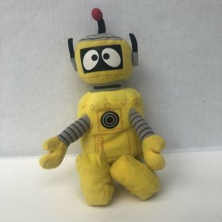 Yo Gabba Gabba Plex Plush 9” Robot Yellow Black Stuffed Toy Beanie