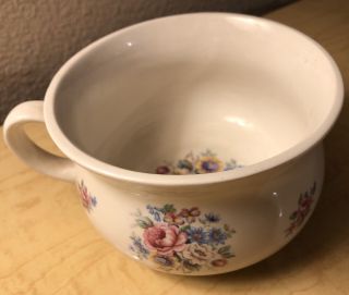 Vintage Lord Nelson Pottery Decorative Ceramic Chamber Pot W/ Roses Hand Crafted