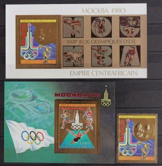 Central African Rep 1979 Olympics,  Mnh Gold Sheets,  Set,  Sports,  Olympiade