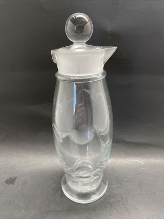Cambridge Glass Geese 11 3/4” Cocktail Shaker With Glass Stopper 32 Oz Minty