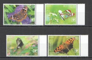 Nw676 2020 Penrhyn Butterflies Flora & Fauna Set Mnh