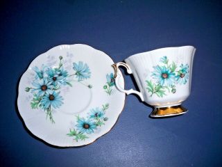 Royal Albert Teacup And Saucer Blue Marguerite Daisies Dainty Bone China England 3