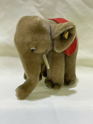 Vintage Steiff Mohair Elephant With Red Saddle 6317.  00