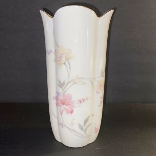 Fine China Of Japan Floral Vase White With Pink Flowers Vintage