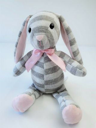 Kelly Toy Stuffed Animal Gray Striped Pink Ears Bunny Rabbit Plush Toy Lovey