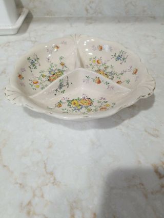 Vintage Maiden Japan Divided Bowl Home Décor Serving Candy Dish Flowers
