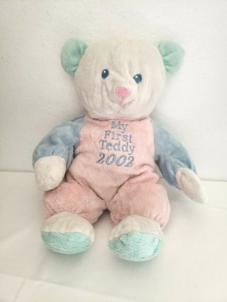Dan Dee 2002 My First Teddy Bear Plush Stuffed Animal White Pink Blue