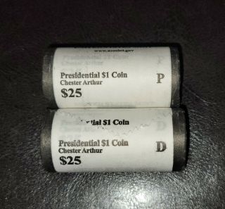 2012 P&d Chester Arthur Presidential Dollar Wrapped Rolls Head/tails