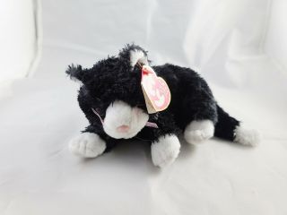 Ty Beanie Baby Booties (laying) Black Cat 8 " Plush