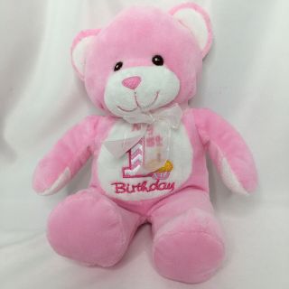 Dan Dee My First Birthday Pink Teddy Bear Plush Stuffed Animal Toy 8 Inch