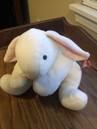 Ty Pillow Pals 14 " Clover White Bunny Rabbit 1997 Plush Retired Nwt