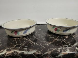 Lenox Chinastone Poppies On Blue Set Of 2 Cereal Bowls 6 1/4 "