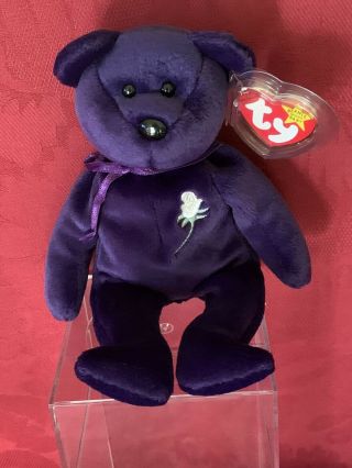 Princess Diana 1997 Ty Retired Purple Bear 1st Edition Stamped Tush Tag