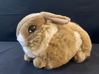 Realistic Brown Tan Bunny Rabbit Stuffed Plush 15” Natural Laydown