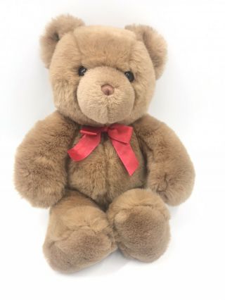 17” Gund Marshmallow Brown Teddy Bear Stuffed Plush Red Bow