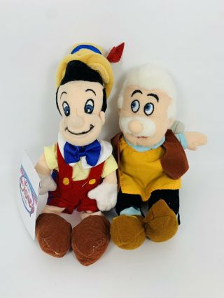 Walt Disney Geppetto Pinocchio And Mini Bean Bag Plush 8 "