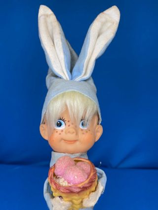 Vintage Rubber Face Rabbit Plush Doll Easter Bunny Boy Made In Japan