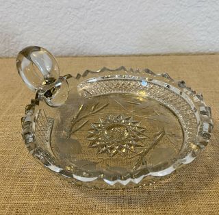 Vintage American Brilliant Period Cut Glass NAPPY,  HANDLE Shallow Dish Bowl ABP 2