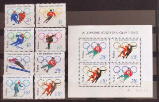 Poland 1964 Olympics,  Cpl Xf Mnh Set,  Sheet,  Winter Sports,  Skiing,  Stamps