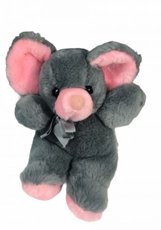 Rare Vintage America Wego Mouse Gray & Pink Plush Stuffed Toy Korea 7”