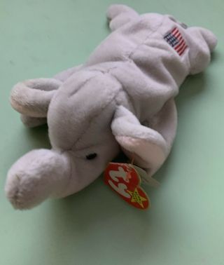 Ty Beanie Baby Plush Animal: Righty The Elephant (4086) - 1996