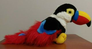 Dan Dee Collectors Choice Plush Black Red Toucan Bird.  Repeats What You Say.