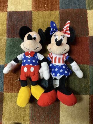 Mickey And Minnie Disney Patriotic Plush Usa Flag Fourth Of July United States