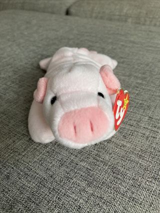 Squealer The Pig Ty Beanie Baby,  1st Generation,  Style 4005,  Pvc,  Errors,  Mwmt