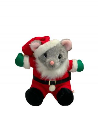 Jc Penny 12” Tall Exclusive Santa Mouse Stuffed Animal Plush Toy - Made In Korea