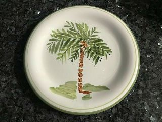 Gibson Elite " Palm Court " Hand Painted Palm Tree Round Dinner Plate 10 - 3/4 "
