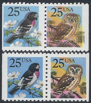 2285d - " Birds & Owls " Huge Multiple Color Shift Error / Efo Pair Nh