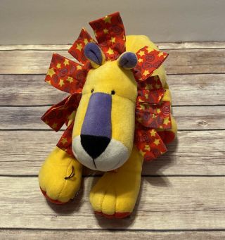 1998 Mary Meyer Vintage Plush Lion Yellow Red Purple Stuffed Animal Lovey 11”