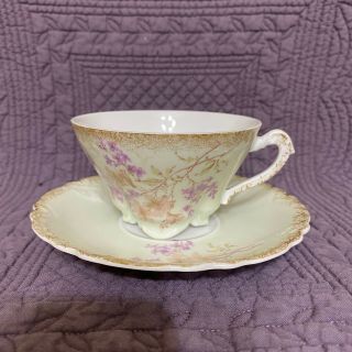 One (1) Hermann Ohme Cup & Saucer Germany 227 Porcelain Celebrate Cluny
