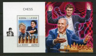 Sierra Leone 2018 Chess Garry Kasparov & Magnus Carlsen Souvenir Sheet Nh