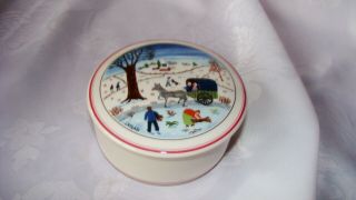 Villeroy & Boch Naif Christmas Porcelain Candy Trinket Box Vtg Laplau
