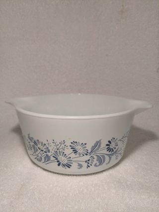 Vintage Pyrex Colonial Mist White Blue Floral Casserole Dish 474 - B