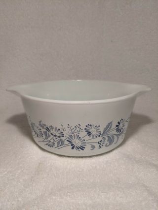 Vintage Pyrex Colonial Mist White Blue Floral Casserole Dish 474 - B 2