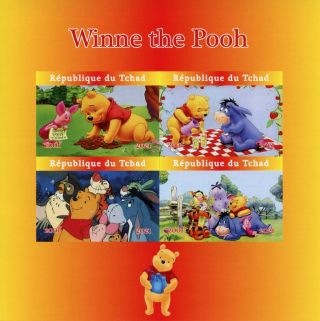 Chad Disney Stamps 2021 Mnh Winnie The Pooh Bear Eeyore Cartoons 4v Impf M/s
