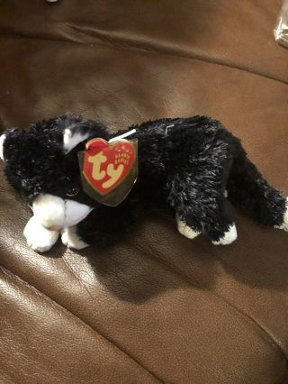 Ty Beanie Baby Booties (laying) Black Cat Mwmt Retired Vhtf Dob:3/26/02