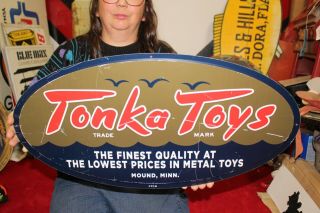 Tonka Toys Tractor Car Truck Toy Store Farm Gas Oil 24 " Embossed Metal Sign