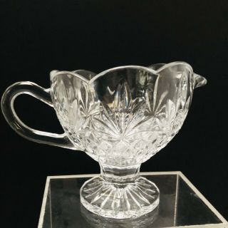 Cut Glass Creamer Or Small Pitcher 5 - Inch Scalloped Edge On Pedestal Vintage